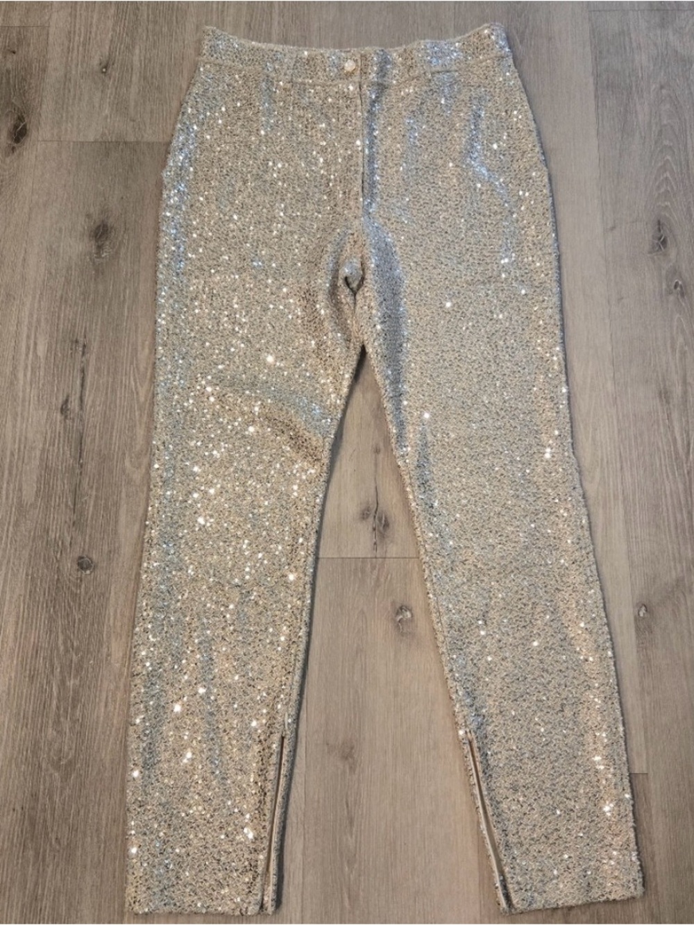 St. John Silver Sequin Slim Pants